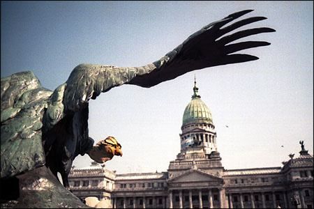 One of the sculptures facing the congress building, Buenos Aires