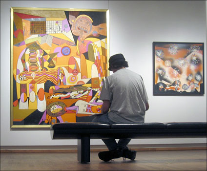 Willie sketches a painting at the Museum of Fine Arts, Montreal.