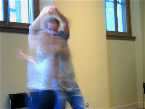 Willie dancing with Christianne of Yves Choquette's L'Instant Danse improvisational dance company.