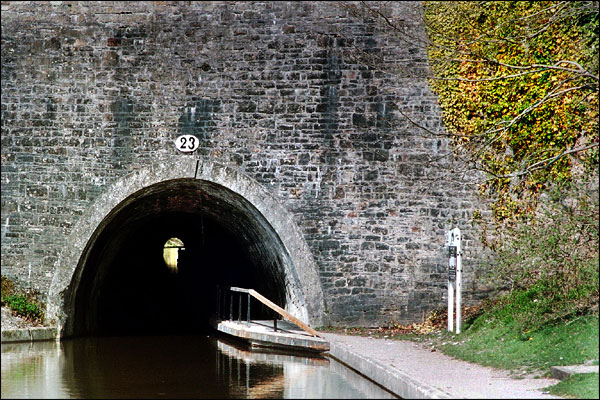 Narrowboat. The entrance to Chirk Tunnel