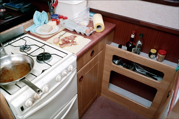 Narrowboat. Another view of the galley
