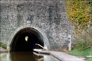 Narrowboat. The entrance to Chirk Tunnel