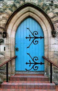 Llangollen church door