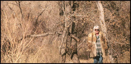 Paula attempts to blend in at Zion National Park. The coyote fur coat doesn't hurt. 