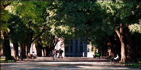 A shady arcade in Plaza San Martin, Buenos Aires.