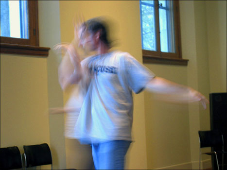 Willie dancing with Christianne of Yves Choquette's L'Instant Danse improvisational dance company.